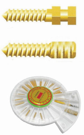 Dental Screw Post (S.S.with gold planted)